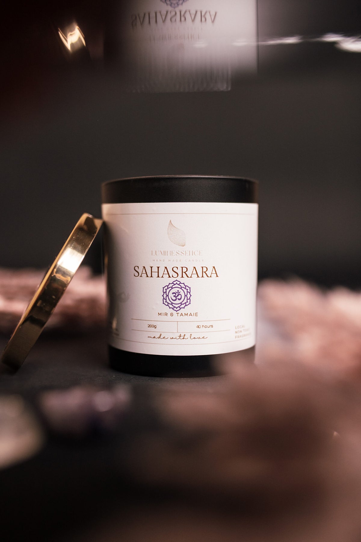 SAHASRARA – lumânare pentru Chakra Coroanei cu Ametist, Luminessence