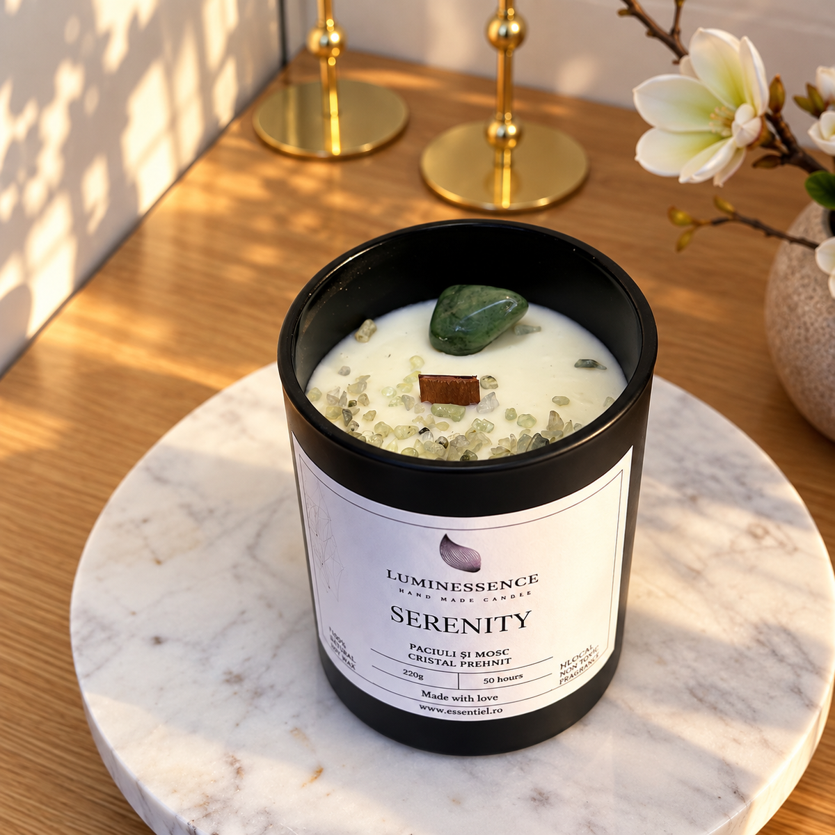 SERENITY · Lumânare cu Prehnit