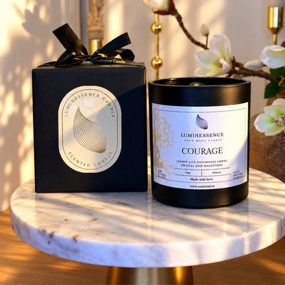 COURAGE | Lumânare artizanală pentru curaj cu Jasp Heliotrop · 220 g